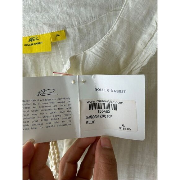 New Roller Rabbit Top Jambdani Kiko size XL long sleeve - Picture 5 of 6